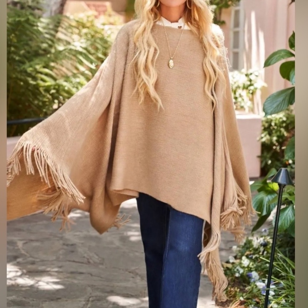 Shiraleah Tan Shrug Sweater with Cozy Cowl Neck - Preloved